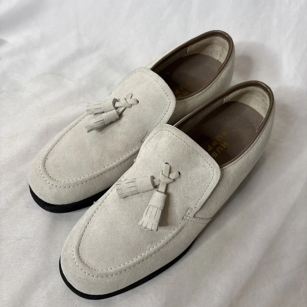 Hush Puppies 6M Women's Suede Tassel Loafers Bone‎ Slip On